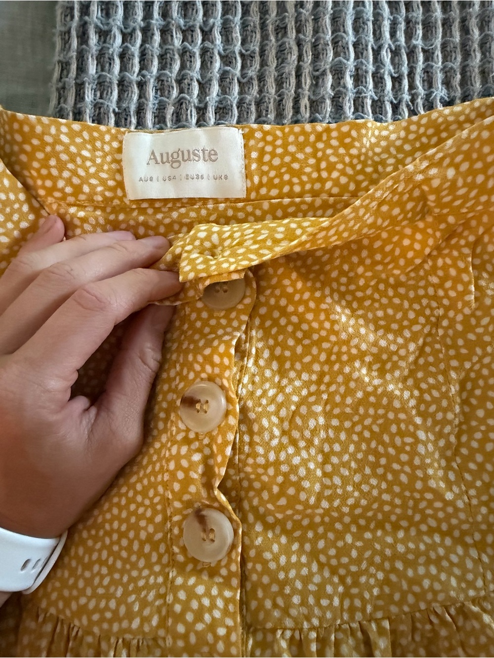 Auguste The Label Mustard Yellow Button-Front A-Line Midi Skirt - Picture 2 of 3